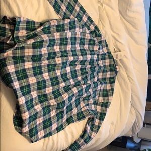 Green, white, and red checkered Boyfriend Flannel
